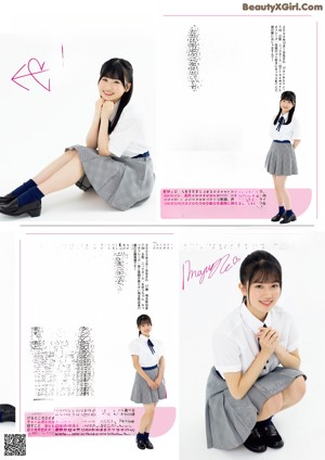 A girl in a school uniform is posing for a magazine.
