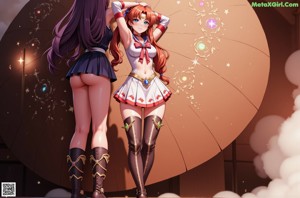 Anime girl with long black hair wearing a white and purple outfit.