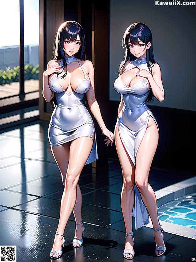 Hentai - 华彩繁花 Set 2 20230602 Part 22 No.b87600 A couple of women standing next to each other near a pool.