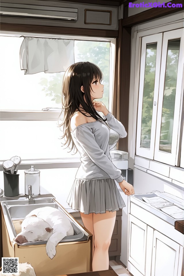 A woman standing in a kitchen next to a sink.