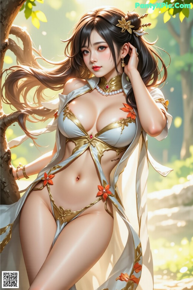 Hentai - The Frozen Elegance That Melts Starlight Set.1 20250104 Part 18 No.773039 A woman in a bikini standing next to a tree.